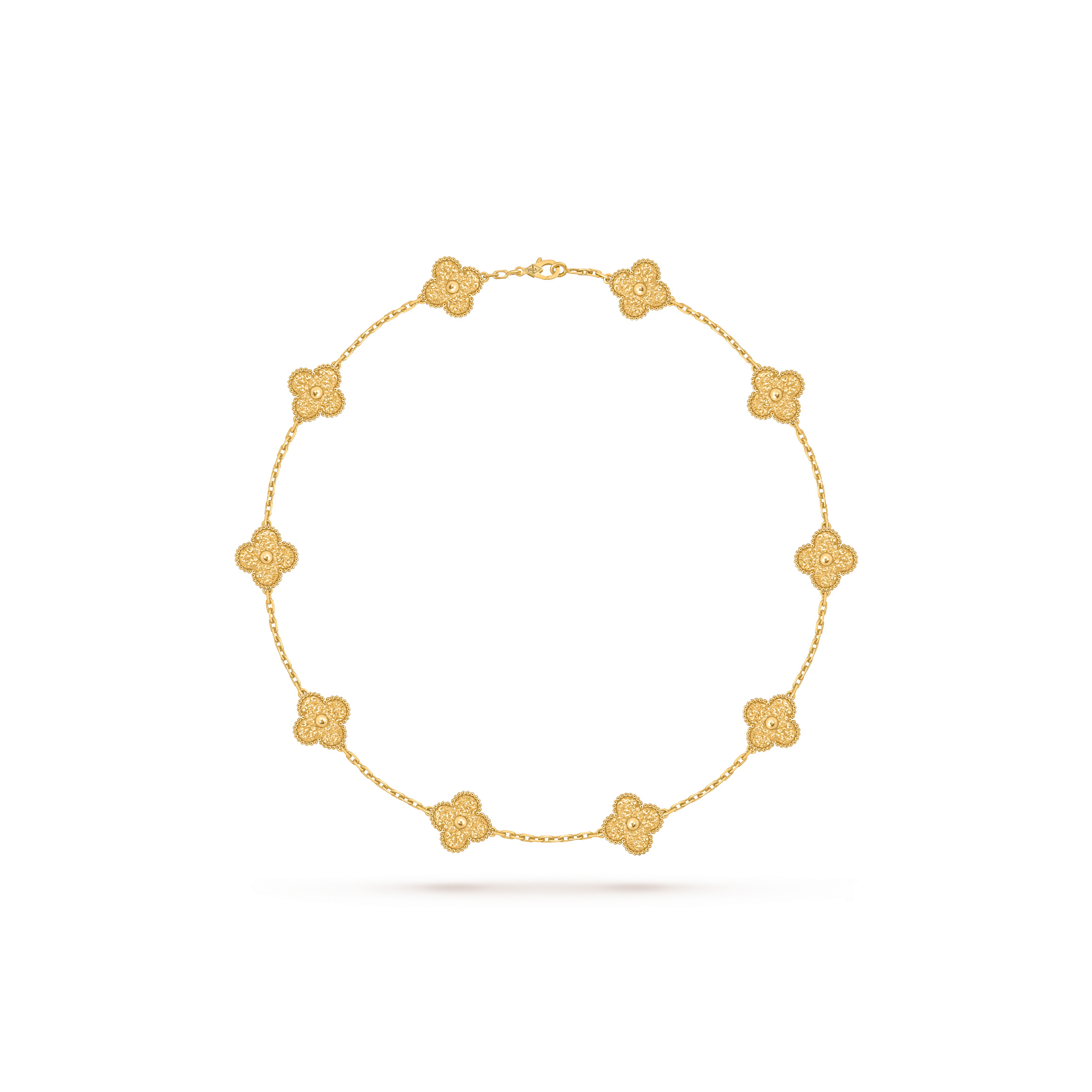 VAN CLEEF ARPELS VINTAGE ALHAMBRA NECKLACE, 10 MOTIFS YELLOW GOLD VCARO1ID00